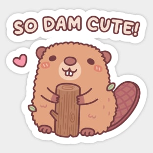 Cute Beaver So Dam Cute Pun Funny Sticker